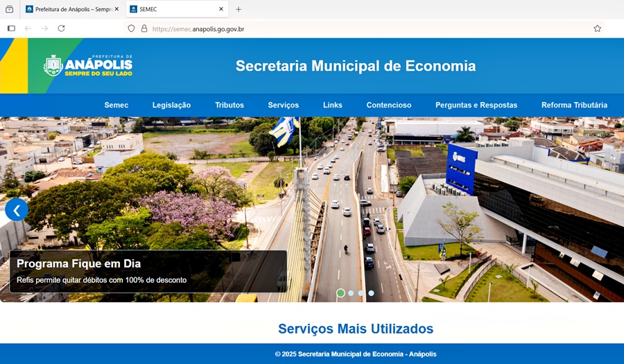 Portal da Economia- Prefeitura de Anápolis